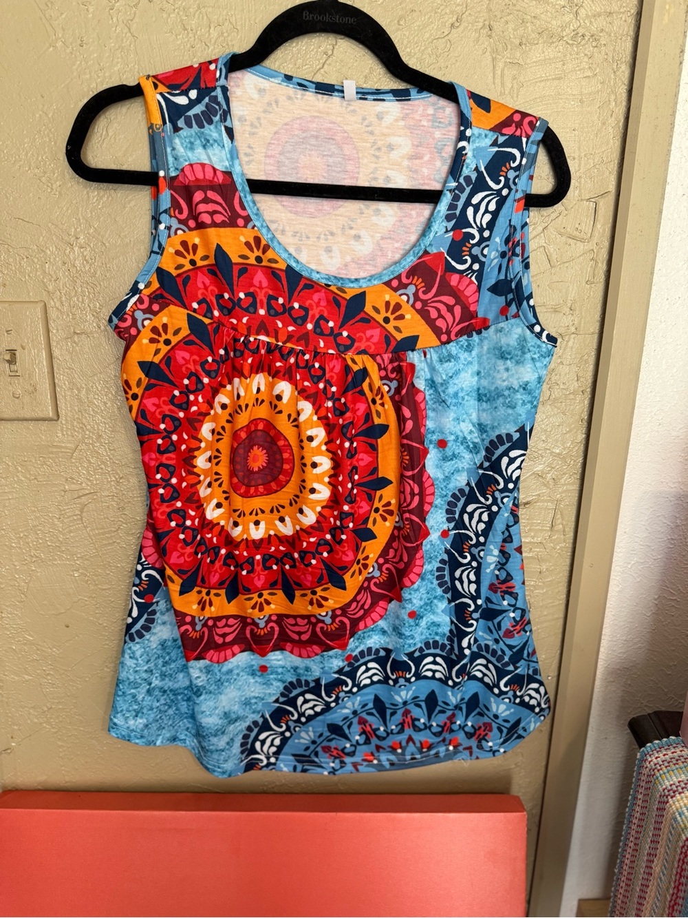 Sleeveless Blue Multi-Color Mandala Print Tank Top
